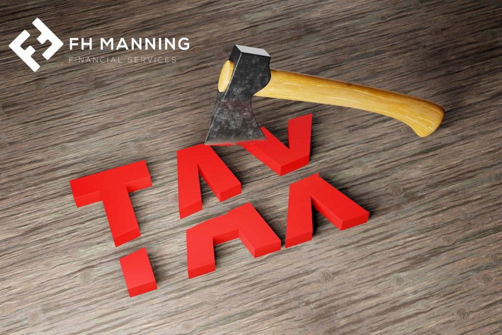 Axe cutting through Tax letters